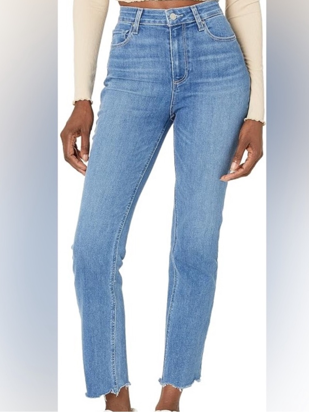 PAIGE Accent Rough Hem Slimming Jeans Size 28